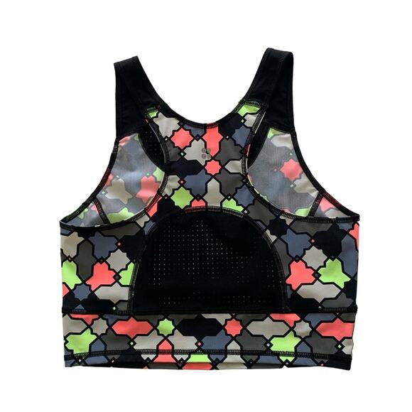 Sweaty Betty Multicolor Geometric Print Low Impact Athleisure Workout Crop Top - Picture 6 of 8
